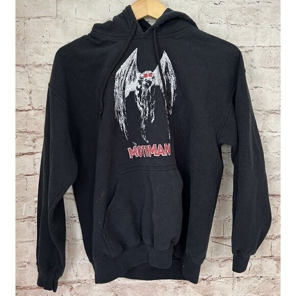 Mothman Hoodie Pullover Sweatshirt Black Legend Mythical Being Size Medium - Picture 1 of 3